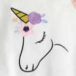 2pcs Kid Girl Animal Unicorn Print Tassel Fleece Sweatshirt and Floral Print Leggings Set  image 4