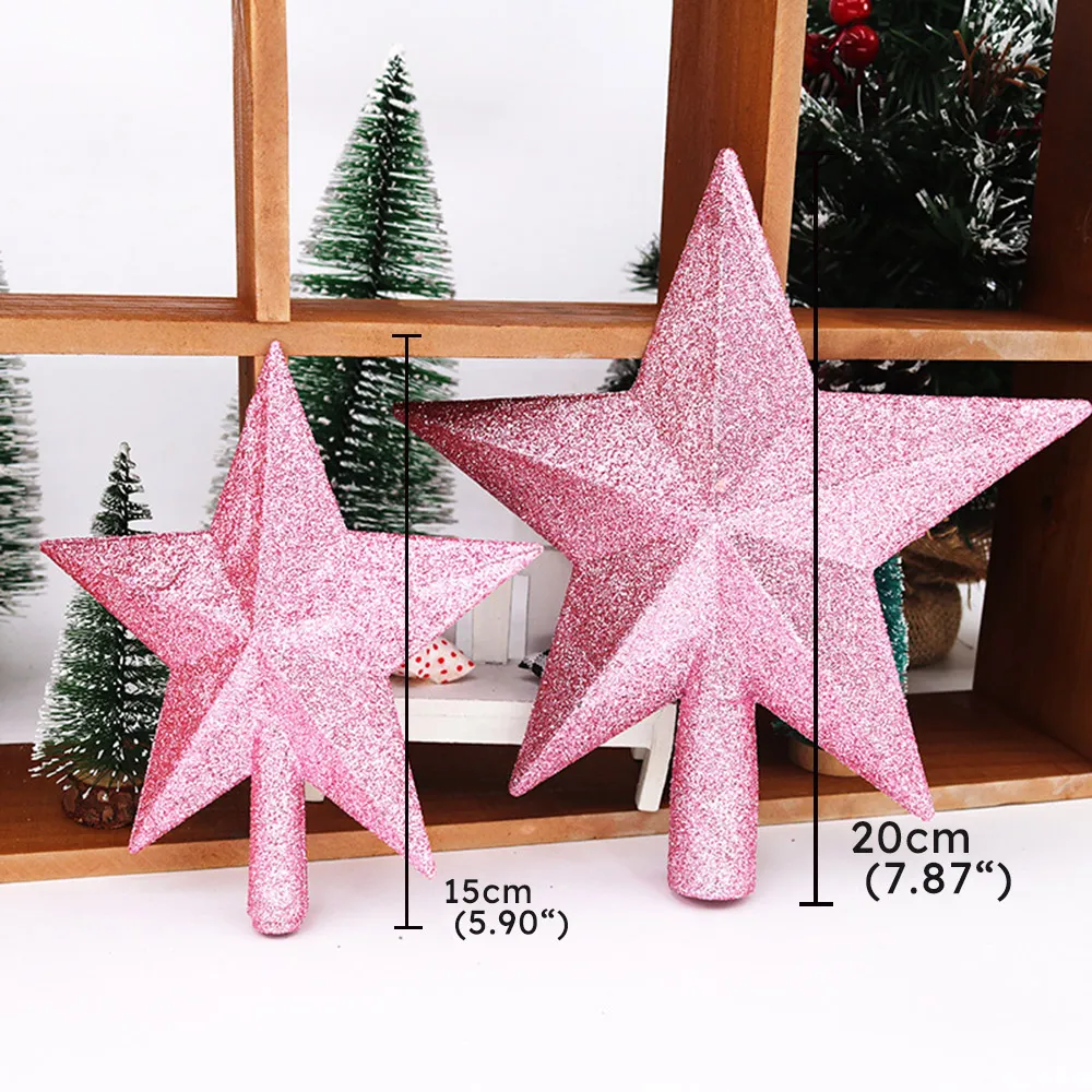 Topper da árvore de Natal cor-de-rosa individual da decoração da festa da estrela de cinco pontas  Rosa big image 1