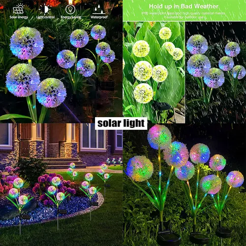 Luz de flor de cebola ao ar livre movida a energia solar para decoração de quintal, parque e gramado
