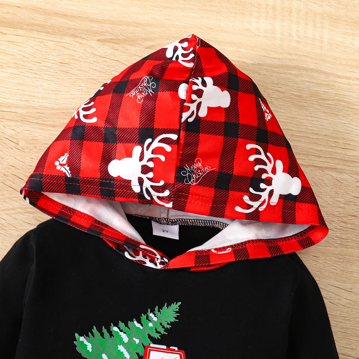2pcs Toddler Girl/Boy Christmas Cotton Avant-garde Set  Black image 4