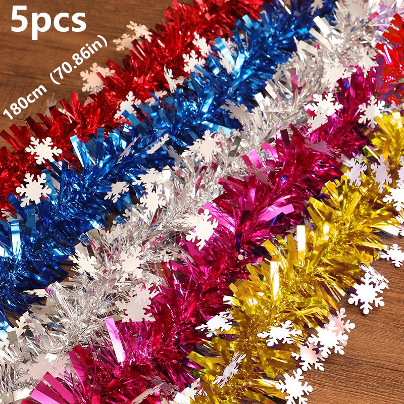 5-Pack Christmas Decorative Ribbon with Snowflakes - Holiday Party Decor in Random Colors