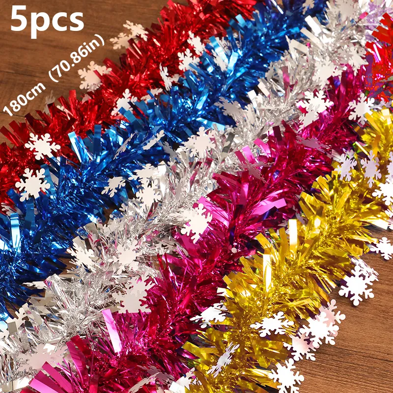 5er-Pack Weihnachts-Dekoband mit Schneeflocken - Weihnachtsdekoration in zufälligen Farben bunt big image 1