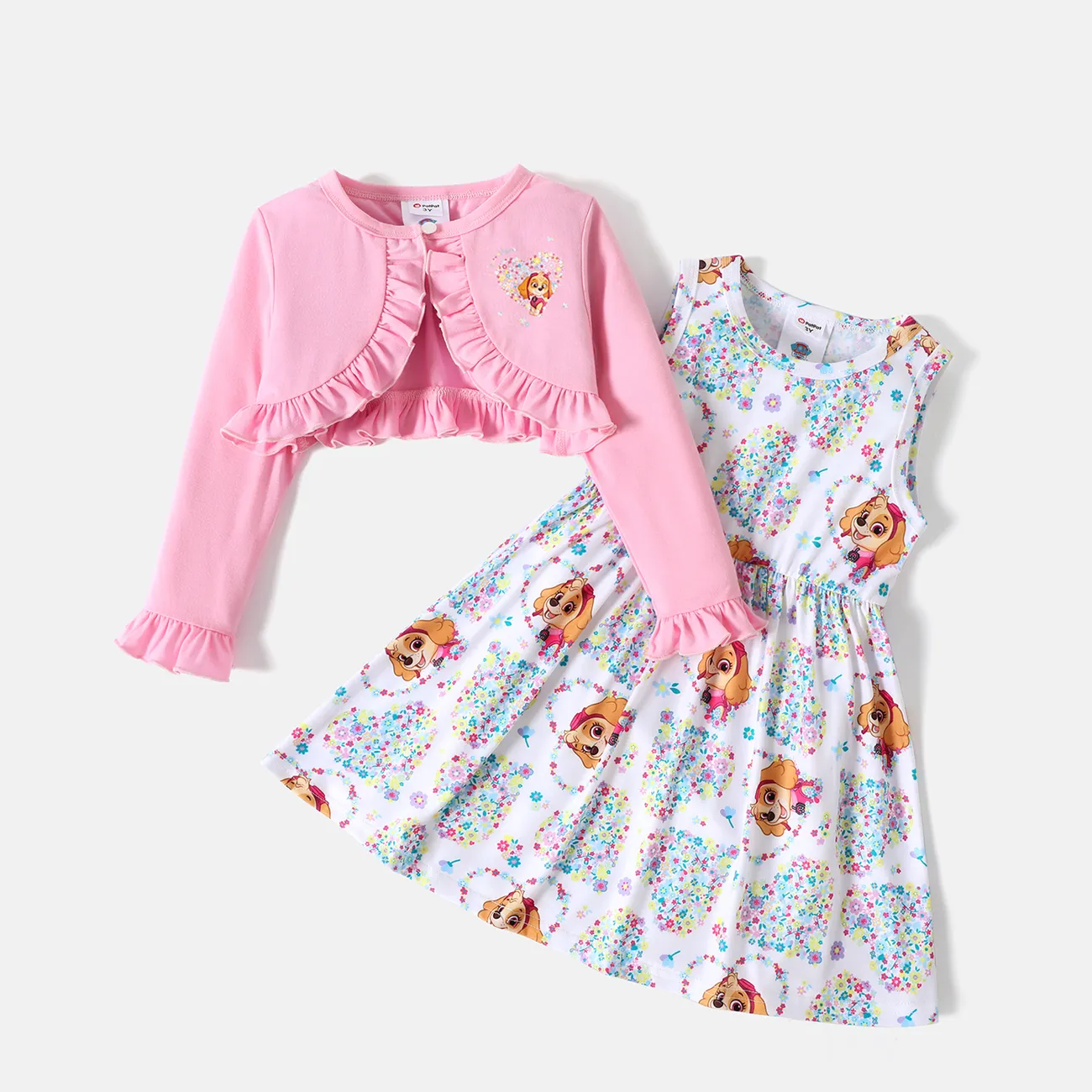 PAW Patrol 2-piece Toddler Girl Skye Ruffle Top and Allover Tank Dress Set Multi-color big image 1