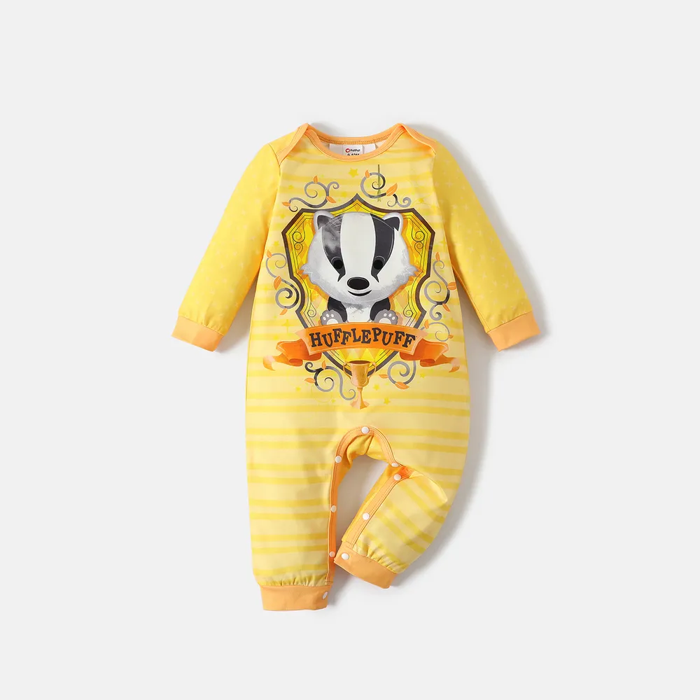 Harry Potter Baby Boy/Girl Stars Print Long-sleeve Spliced Graphic Striped Jumpsuit big image 7