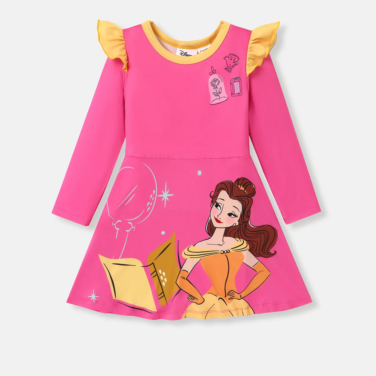 Disney Princess Kleinkinder Mädchen Flatterärmel Süß Kleider rosa big image 1