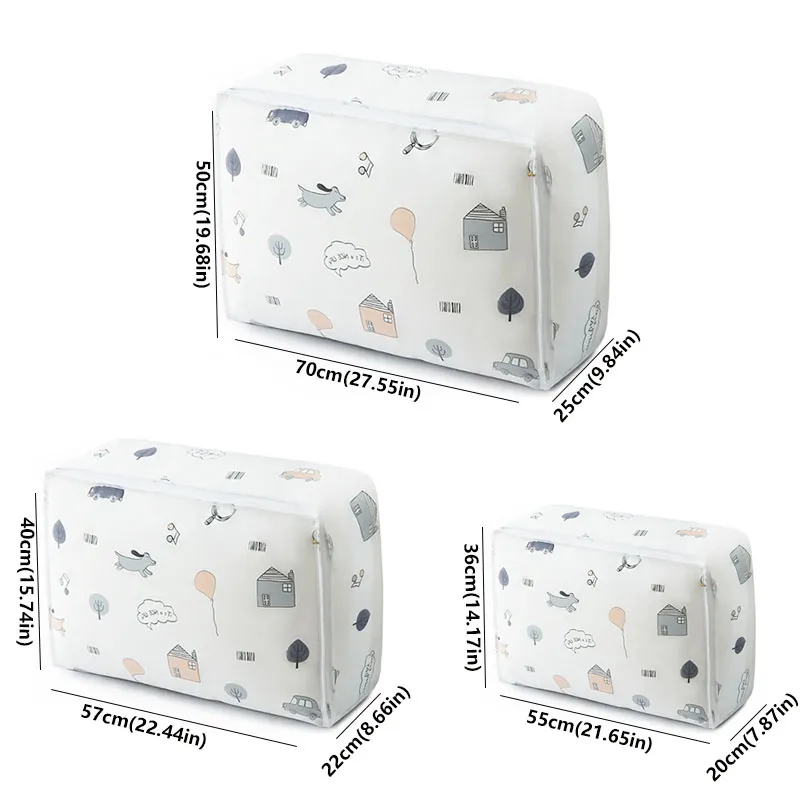 Cotton Quilt Storage Bag with Cute Printing Light Grey big image 1