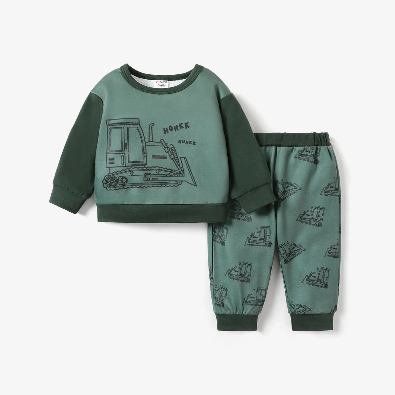 2pcs Baby Boy Building Pattern Casual Long Sleeve Set big image 1