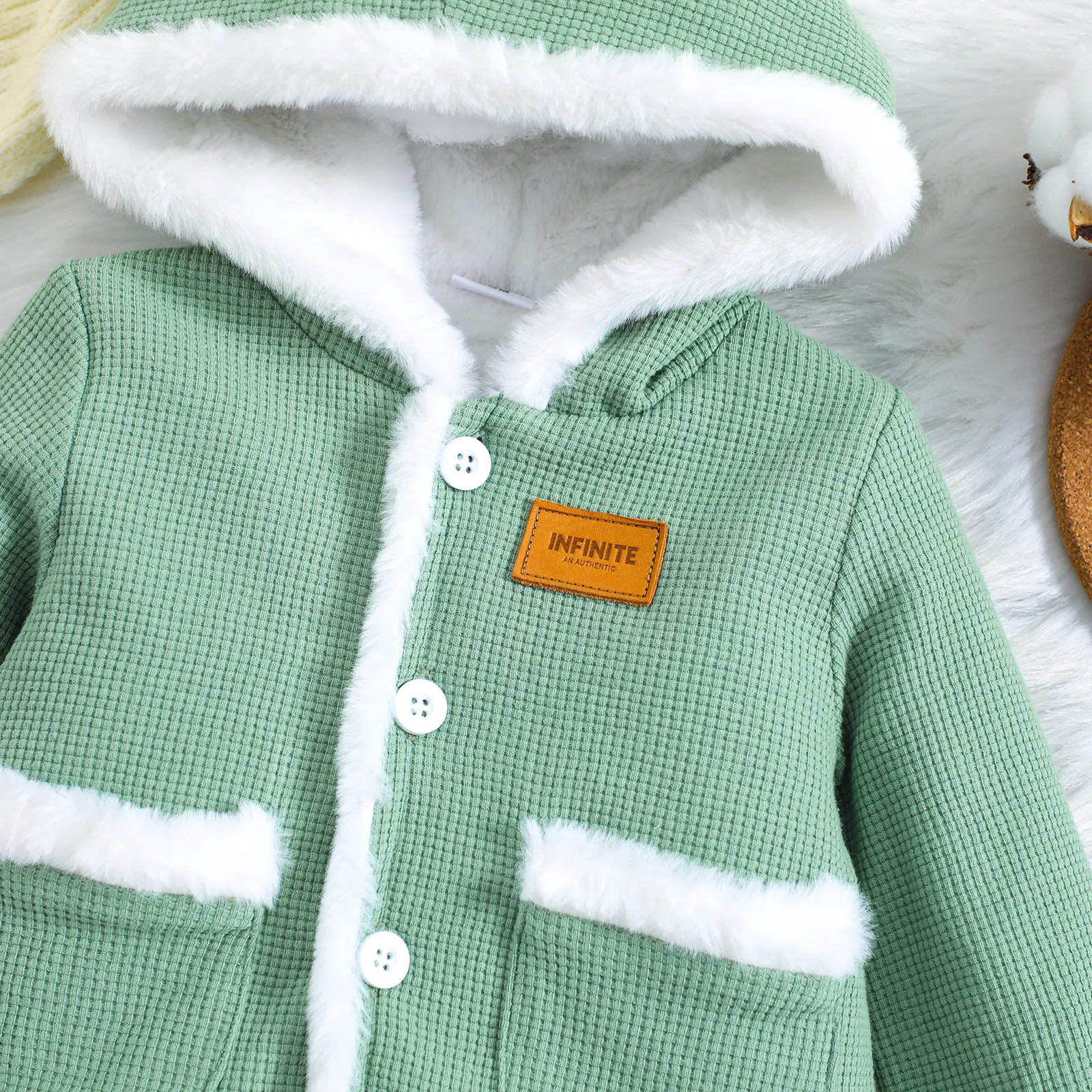Baby Girl/Boy Avant-garde Fashionable Solid Color Thick Coat  Turquoise image 5