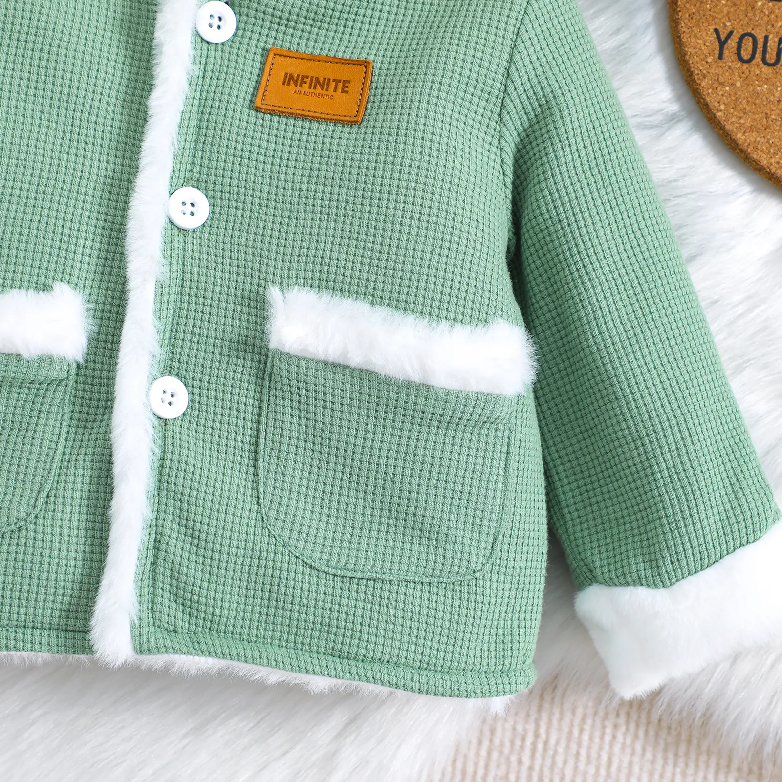 Baby Girl/Boy Avant-garde Fashionable Solid Color Thick Coat  Turquoise image 4