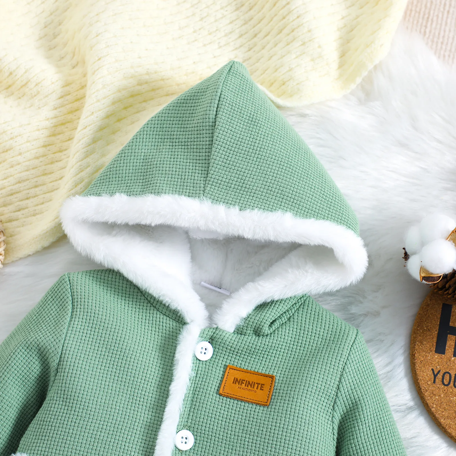 Baby Girl/Boy Avant-garde Fashionable Solid Color Thick Coat  Turquoise image 6