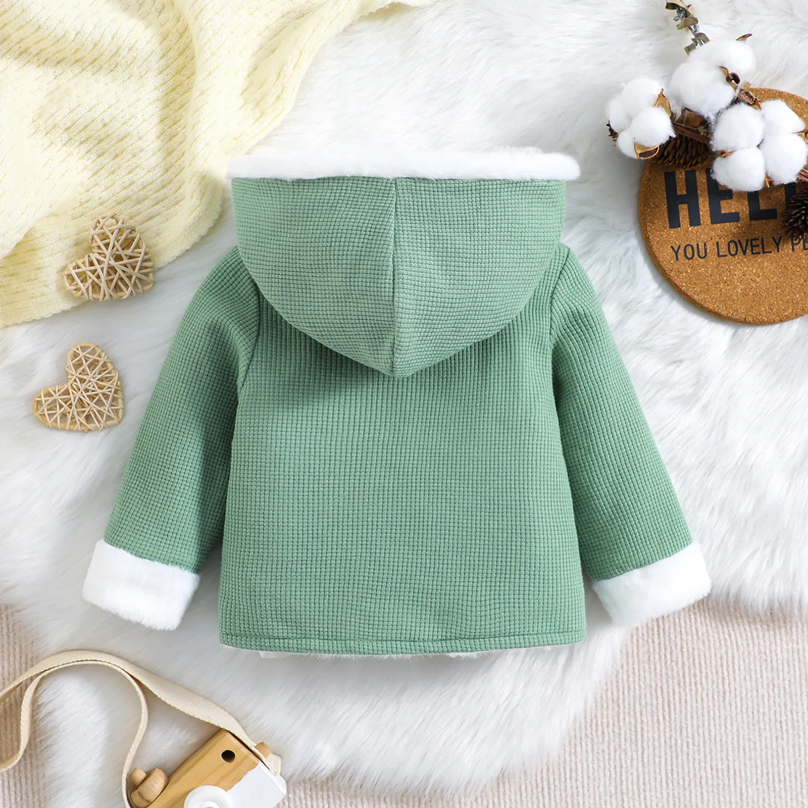 Baby Girl/Boy Avant-garde Fashionable Solid Color Thick Coat  Turquoise image 3