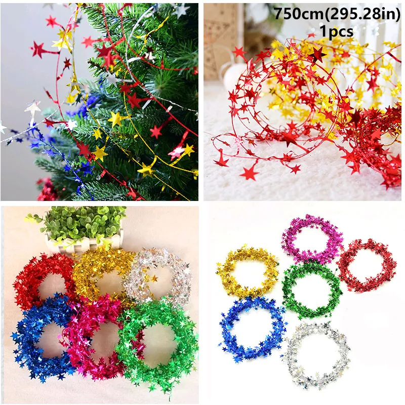 Pointed Star Garland Decoration for Christmas Tree and Stage Background Decoration Green big image 1