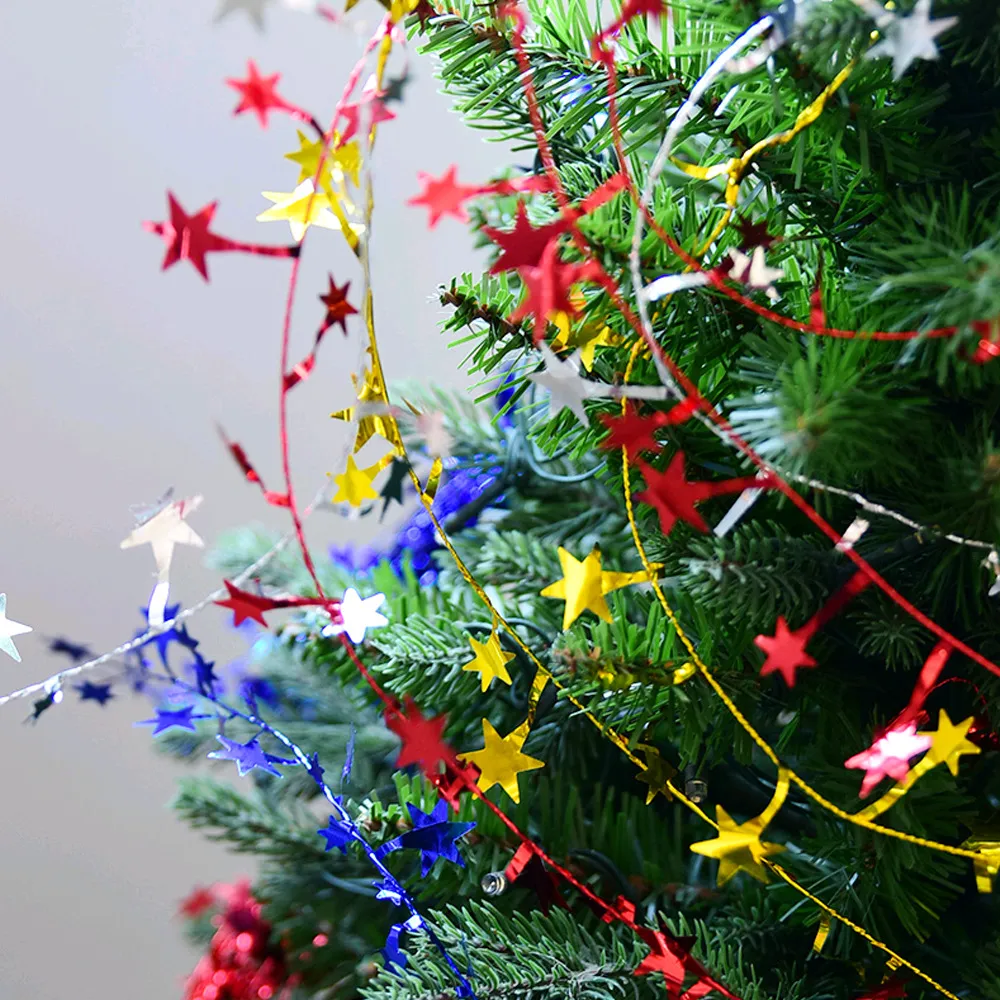 Pointed Star Garland Decoration for Christmas Tree and Stage Background Decoration Green big image 1