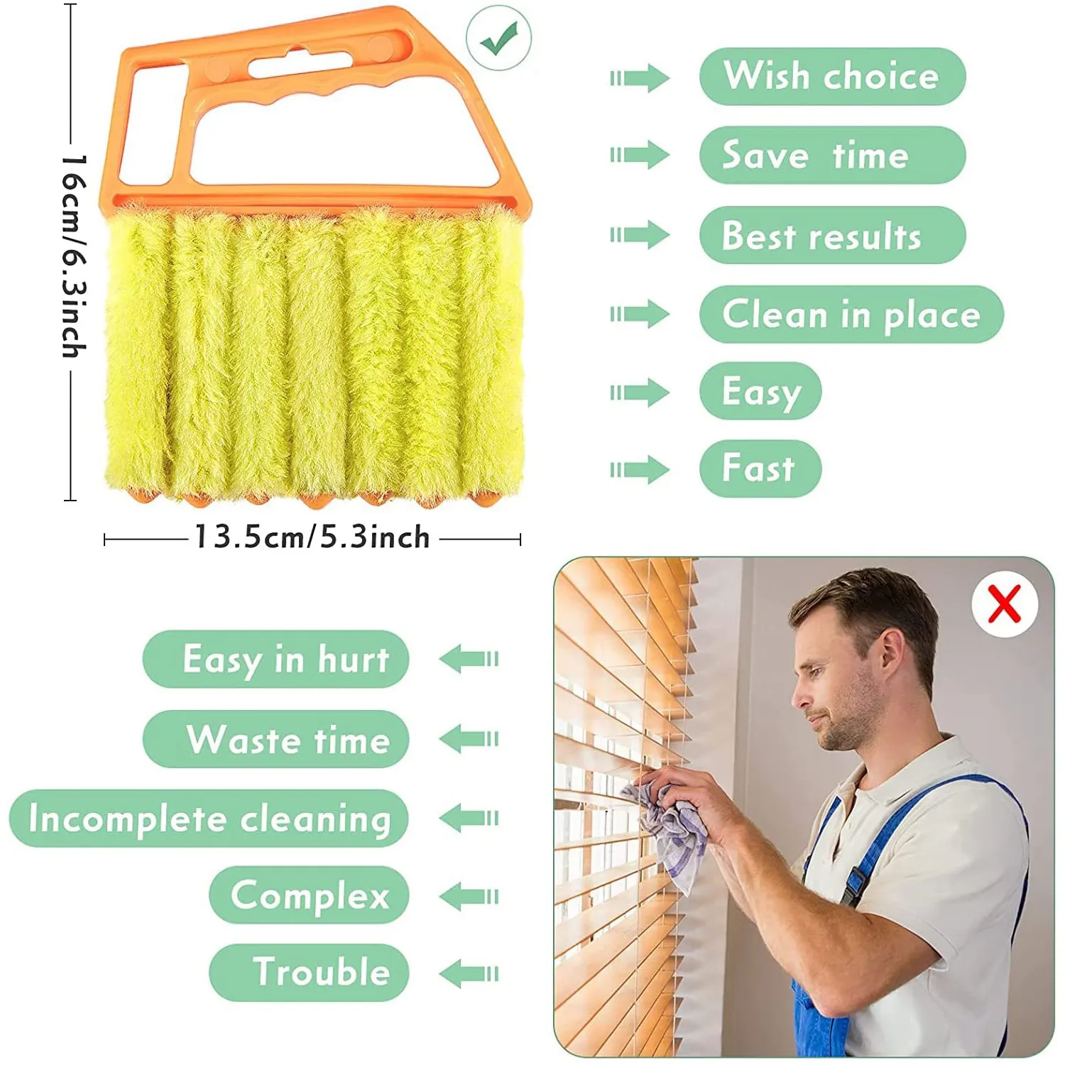 Single Unit Venetian Blind Cleaning Tool for Home Use Orange image 3