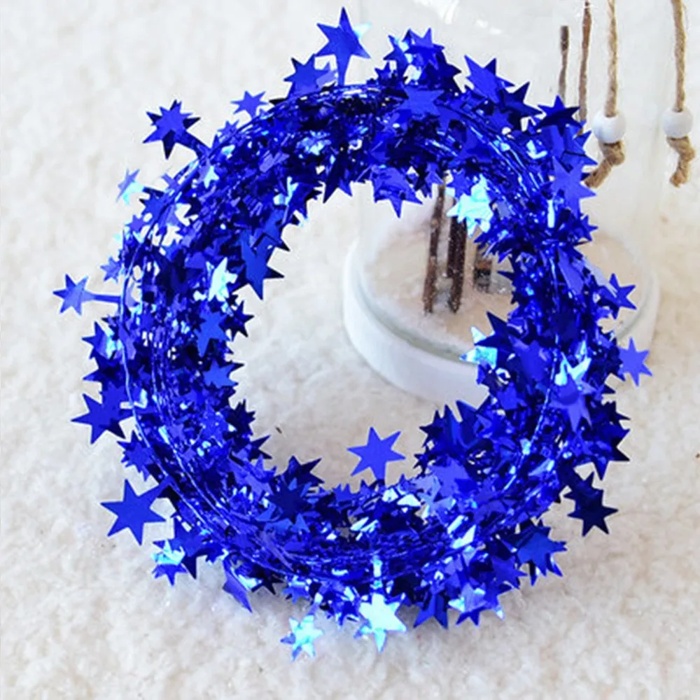 Pointed Star Garland Decoration for Christmas Tree and Stage Background Decoration Blue big image 1