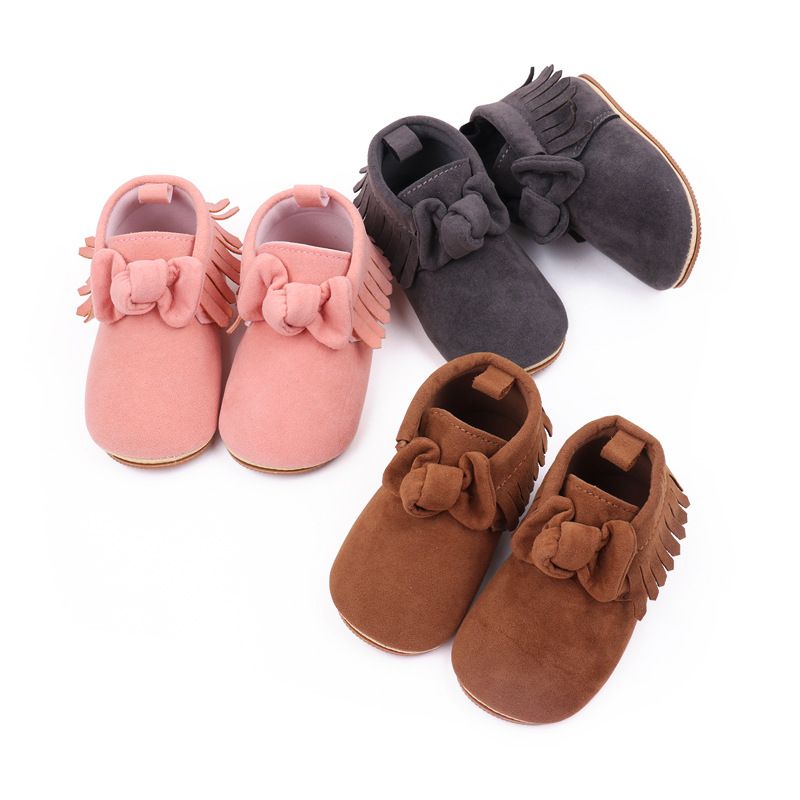 Baby & Toddler Classic Solid Color Bow & Tassel Decor Prewalker Shoes