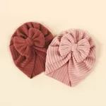 Baby Knitted striped fabric bow beanie hair hat  image 3
