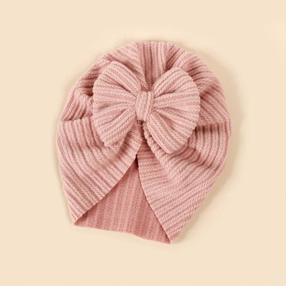 Baby Knitted Striped Fabric Bow Beanie Hair Hat