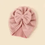 Baby Knitted striped fabric bow beanie hair hat Pink
