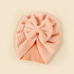 Baby Knitted striped fabric bow beanie hair hat Lightorangepowder