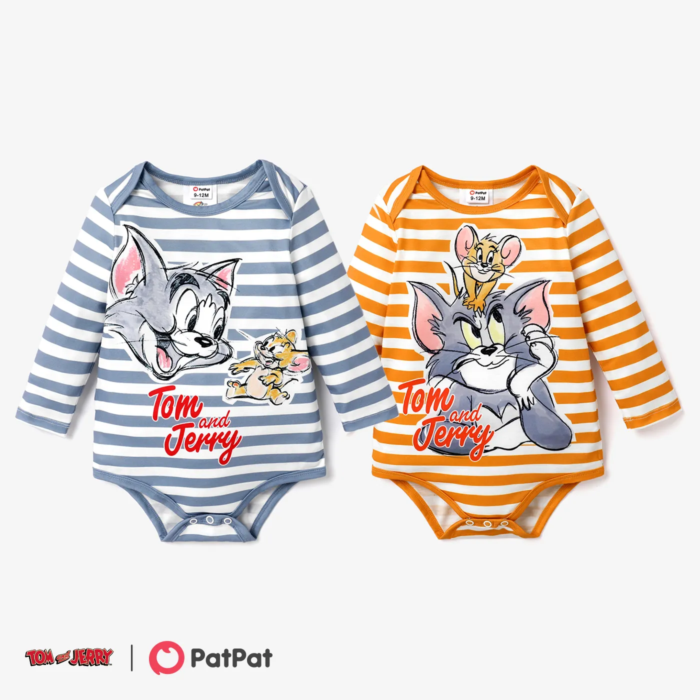 Tom and Jerry Baby Boy Long-sleeve Graphic Print Striped Jumpsuit