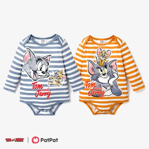 Tom and Jerry Baby Boy Long-sleeve Graphic Print Striped Jumpsuit