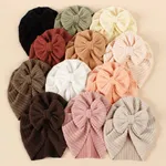 Baby Knitted striped fabric bow beanie hair hat  image 4