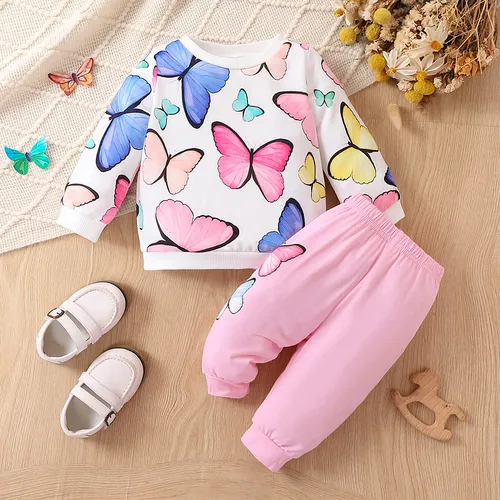 2PCS Baby Girl Sweet Butterfly  Long Sleeve Top/Pant