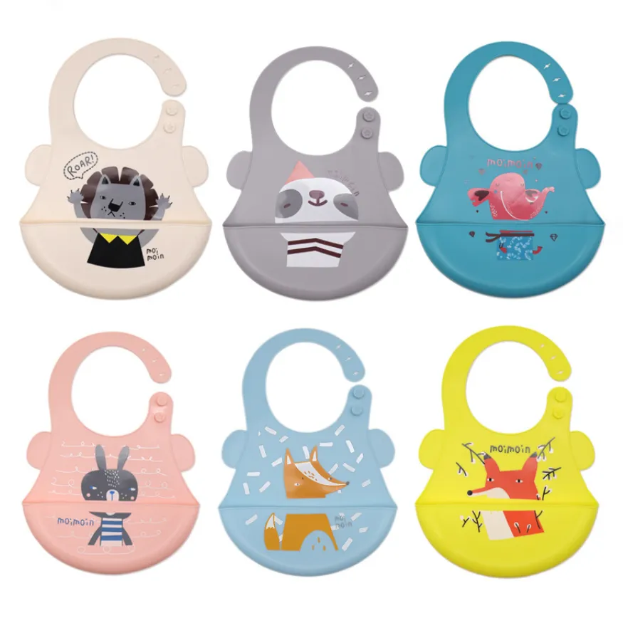 Cartoon Silicone Bib Waterproof 3D Baby Bib