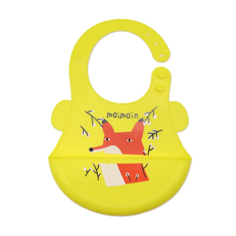 Cartoon Silicone Bib Waterproof 3D Baby Bib Gold