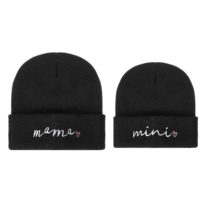 Cute casual embroidered knitted hat for parents and children