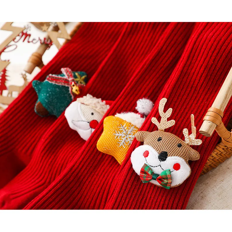 Baby/toddler needs Red Cartoon Christmas Leggings Brown image 3