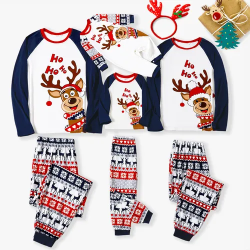 Christmas Family Matching Cute Reindeer Print Pajamas Sets(Flame Resistant) 