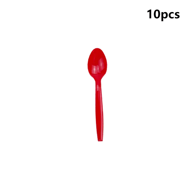 Combo Red Cartoon Santa Claus Themed Holiday Party Decoration Set: Paper Plates, Cups, Tablecloth, Cutlery, and Balloons Color-E