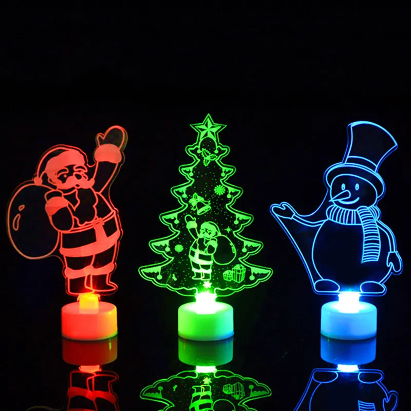 Arbre de Noël à lumière colorée à LED unique, bonhomme de neige et décoration de fête du Père Noël Couleur-B big image 1