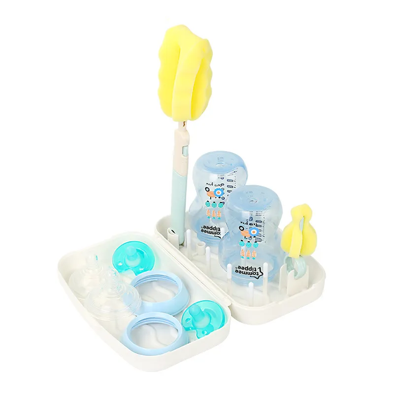 Outdoor travel portable bottle drain rack baby multi-functional bottle drying rack bottle cleaning and draining set  big image 1