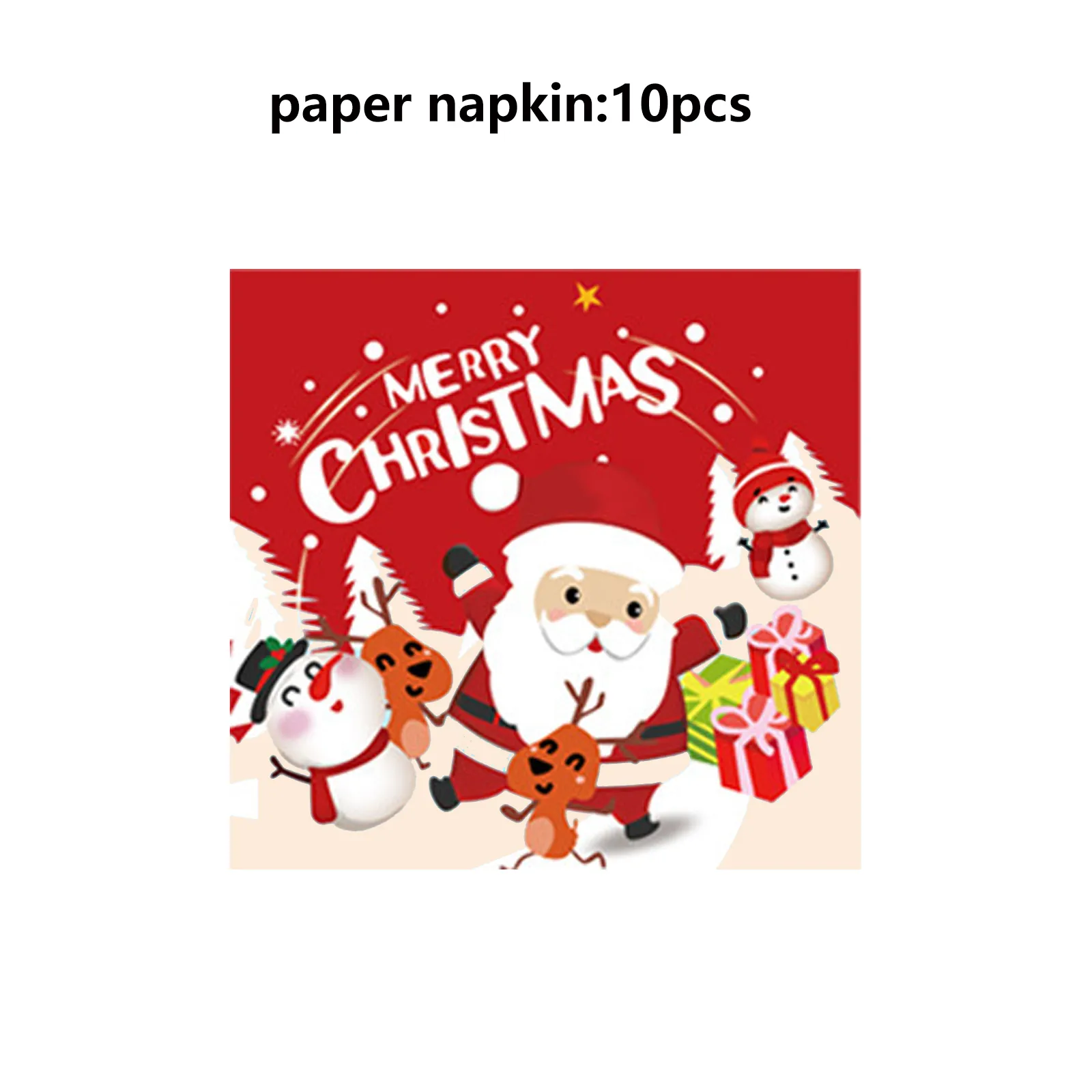 Combo Red Cartoon Santa Claus Themed Holiday Party Decoration Set: Paper Plates, Cups, Tablecloth, Cutlery, and Balloons Coral