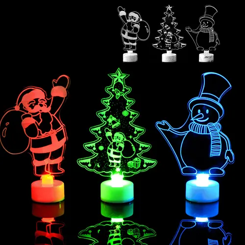 Singolo LED colorato luce albero di Natale, pupazzo di neve e decorazione della festa di Babbo Natale