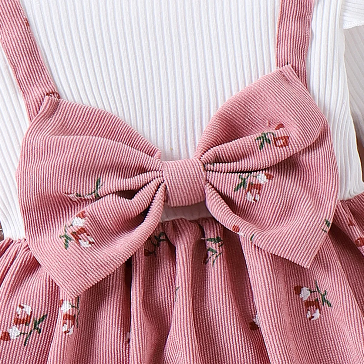 2PCS Toddler Girl Sweet Flutter Sleeve Broken Flower Suit Dress   image 4
