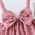 2PCS Toddler Girl Sweet Flutter Sleeve Broken Flower Suit Dress   image 4