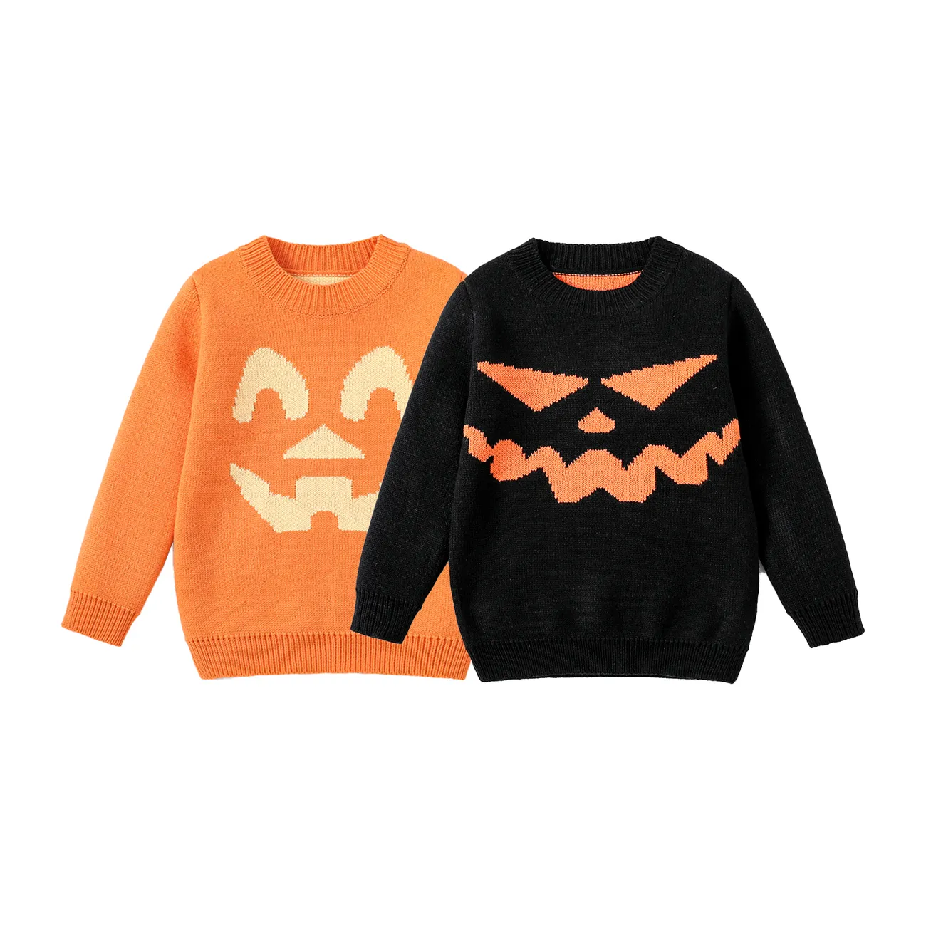 Kid Boy/Girl Halloween Character Pattern Sweater Black big image 1