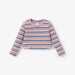 Kleinkind Mädchen Zweireihiger Gittermantel / Süßes Tier Schmetterling Langarm-T-Shirt Mehrfarbig