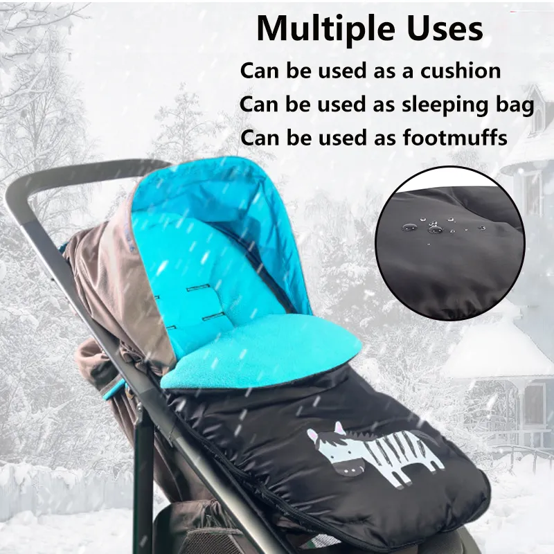 Universal Baby Stroller Footmuff for Autumn and Winter with Thickening and Fleece Lining for Outdoor Windproof Protection
