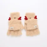 Toddler/kids Cold anti -comfortable cute little deer flipped children's gloves Creamcolored