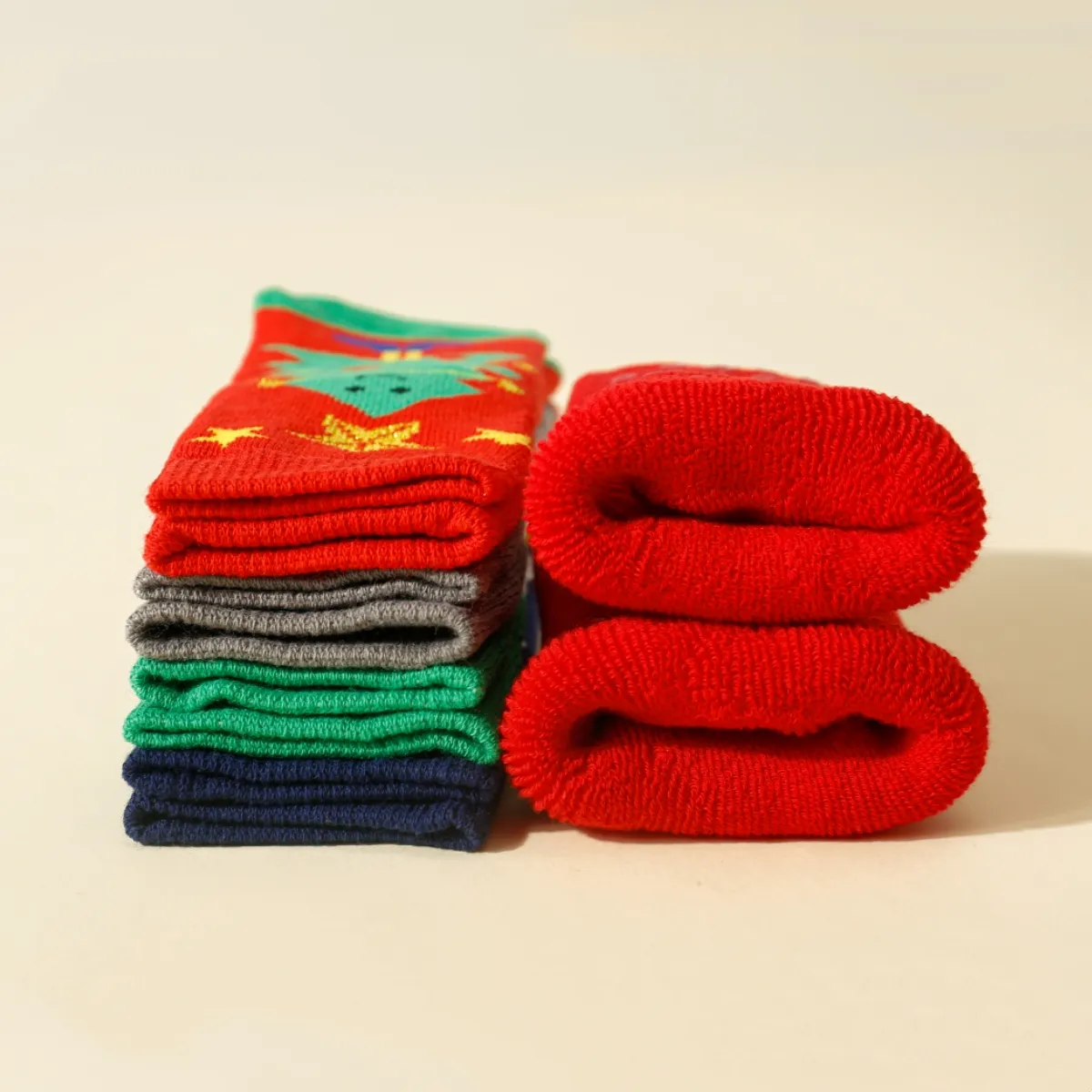 5 عبوات من الجوارب الدائرية للأطفال المريحة لعيد الميلاد اللون الرمادي big image 1