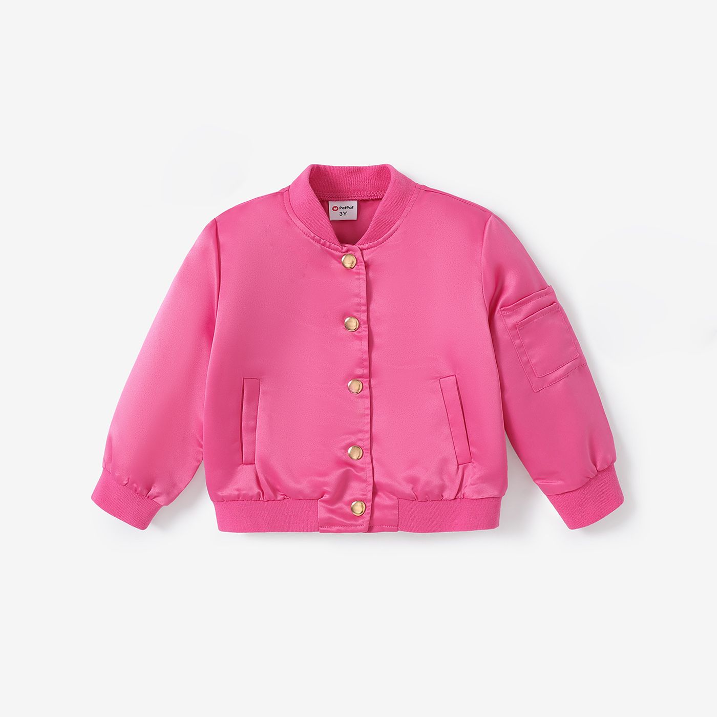Toddler  Girl Solid Color Button Design Avant-garde Jacket