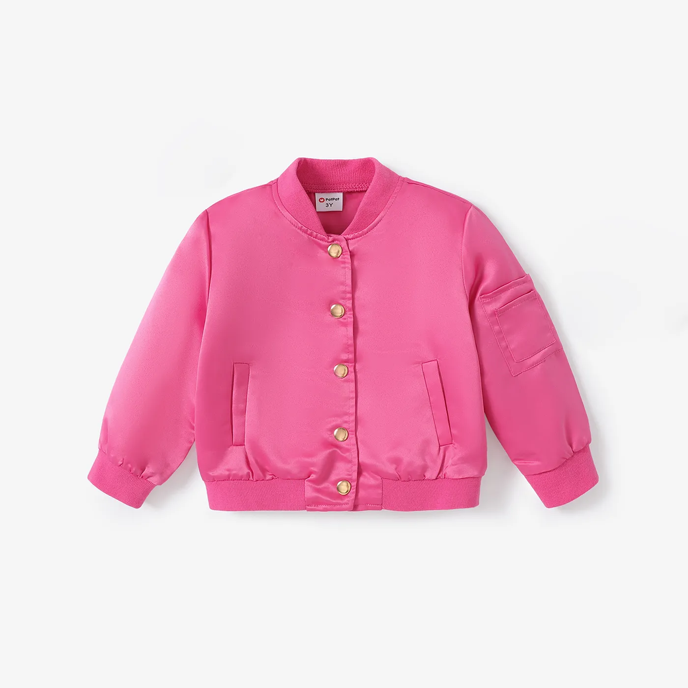 Toddler  Girl Solid Color Button Design Avant-garde Jacket