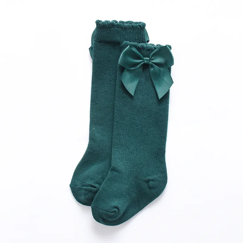 Bow mid-calf socks available in 6 colors for Baby/toddler  Green big image 1