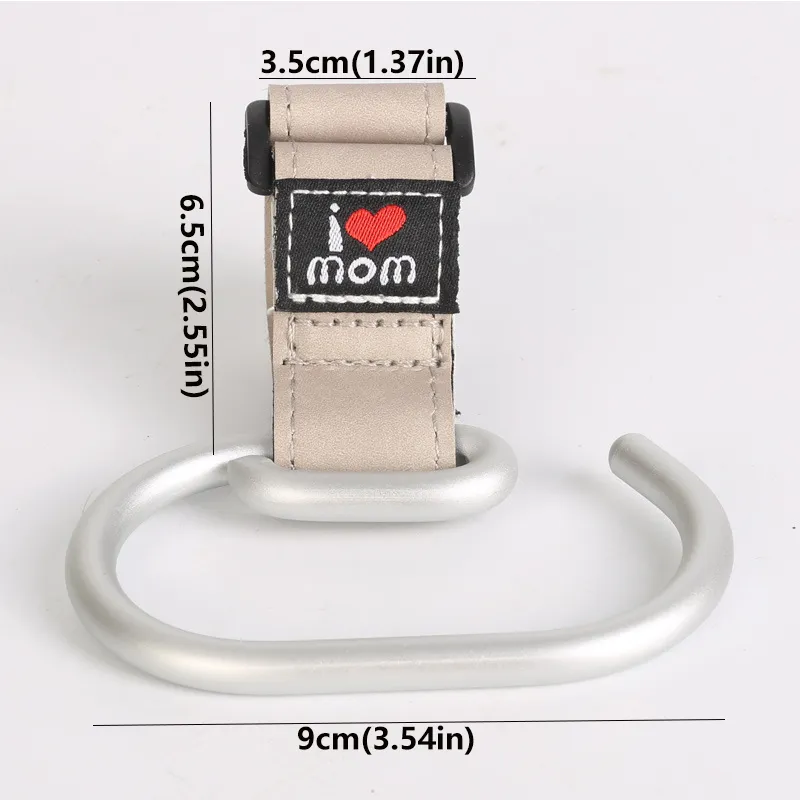 Stroller Hooks with Magic Tape Grey