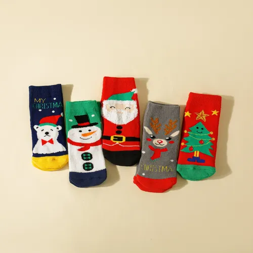 5件裝 嬰幼兒 童心舒適聖誕發圈襪